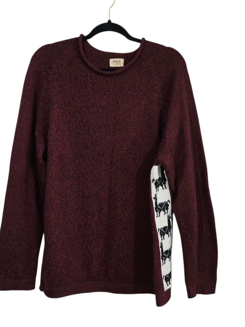 PAKA The Cusco Women's Men's Burgundy Crewneck Alpaca Merino Wool Sweater M